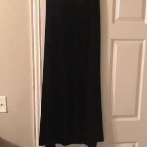 Black Velvet Maxi Skirt with Side Slit.